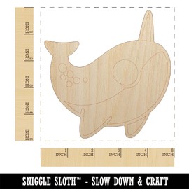 Sweet Kawaii Chibi Narwhal Unfinished Wood Shape Piece Cutout for DIY Craft Projects - 1/4 Inch Thick - 4.70 Inch Size