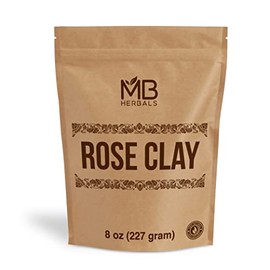 MB Herbals Rose Clay 8 oz (227G) | Pink Kaolin Clay | Removes Excess Oil | Mild Exfoliant | For Face Packs