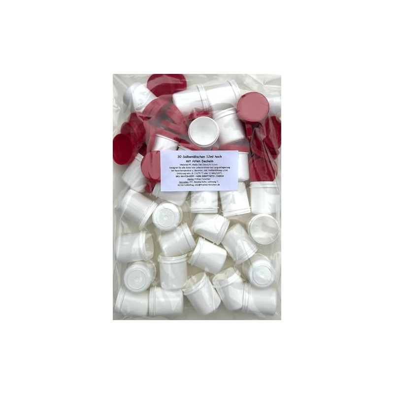 30 Ointment Containers, Cream Jars, High Ointment Jars, 12 ml