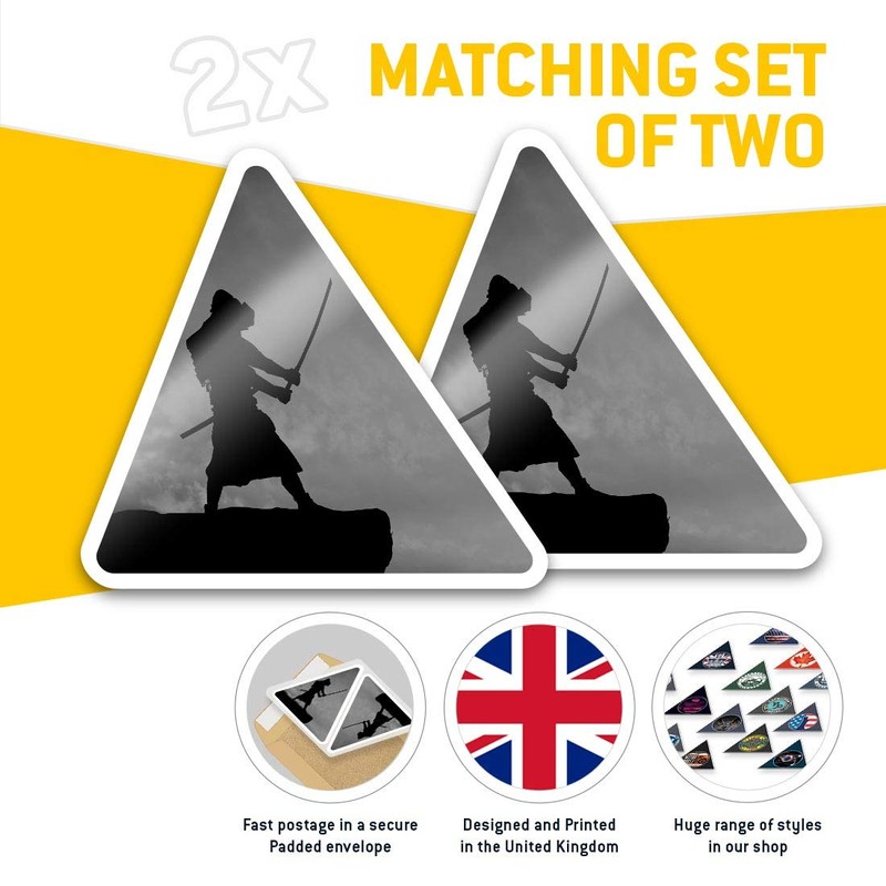 2 x Triangle Stickers 7.5cm - BW - Black Samurai