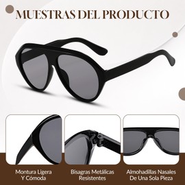 AUTOWT Gafas de Sol de Aviador Retro para Mujer, 3 Pcs Gafas Sol Estilo Aviador Vintage Los Años 70 con Estuche y Paño Limpieza, Parasoles Plástico Extragrandes para Mujeres y Hombres Aire Libre