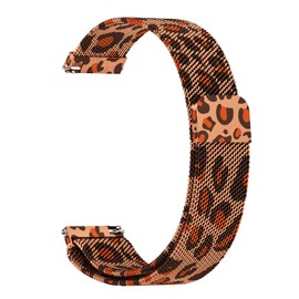 Amzpas Bracelet for Garmin Vivoactive 5 Wristband/Vivoactive 3/Vivomove 3/HR/Luxe/Style Women Men, 20 mm Stainless Steel Mesh Metal Replacement Wristbands for Garmin Forerunner 55/245/645 (Leopard)