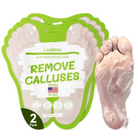 LANBENA Aloe Vera Foot Peeling Mask(2 Pairs), Foot Mask for Dry Cracked Feet, Exfoliator Peel Off Calluses Remove Dead Skin Callus Remover, Repair Rough Heels & Get a Baby Soft Feet for Men and Women