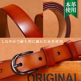 [KASSAI] Genuine Leather Women's Belt, Total Length: Approx. 40.9 inches (104 cm), Width: 0.9 inches (2.3 cm) (0.9 inches (23 mm), Women's Simple, dark brown