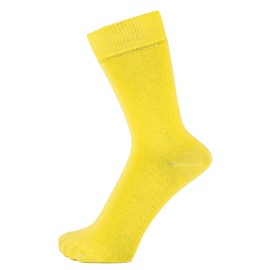 ZAKIRA Finest Combed Cotton Dress Socks in Plain Vivid Colours for Men, Women, 6-9 (US), Yellow