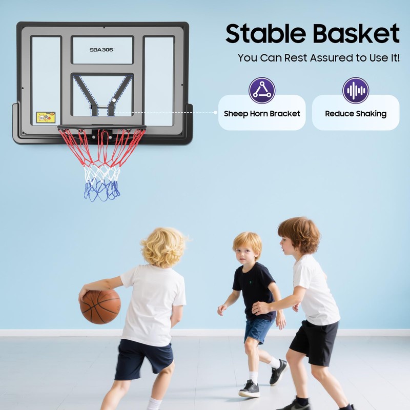 DYRABREST Wall Mounted Basketball Hoop, Heavy-Duty Backboard with Spring Rim