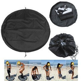 Dekori 2 in 1 Beach Bag, Round Shape Changing Mat, Foldable, Handbag, Drawstring Bag, Large Capacity, Waterproof, Diameter 35.4 inches (90 cm), Lightweight, Portable, Wetsuit, Change of Clothes