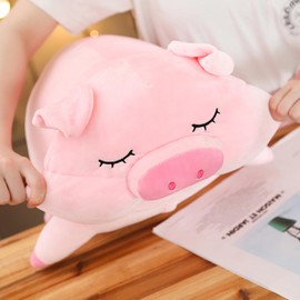 Kawaii Pig Stuffed Animal Cute Pig Plush Toy Pillow Soft Pig Plushie Hugging Pillows Cushion Doll Cuddle Plush Toys for Kids Adult, 21.6inch