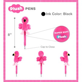DolliBu Flamingo Plush Pen – Cute & Soft Bird Stuffed Animal Ballpoint Novelty Pen Toy, Unique Writing Pen Instrument For Cool Stationery School & Office Desk Decor Accessories for Kids & Adults