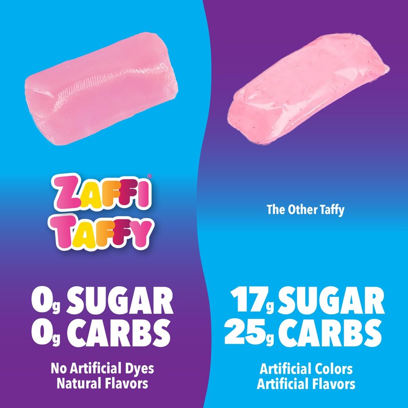 Zollipops Candy Clean Teeth Keto Sugar Free Taffy, Assorted Flavors,