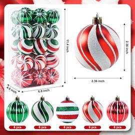 pyntop Christmas Balls Ornaments for Xmas Tree, 30Pcs Shatterproof Christmas Tree Decorations, Tree Hanging Balls Muti-Color Christmas Balls Ornaments Set for Party Decoration Perfect Super Bulbs