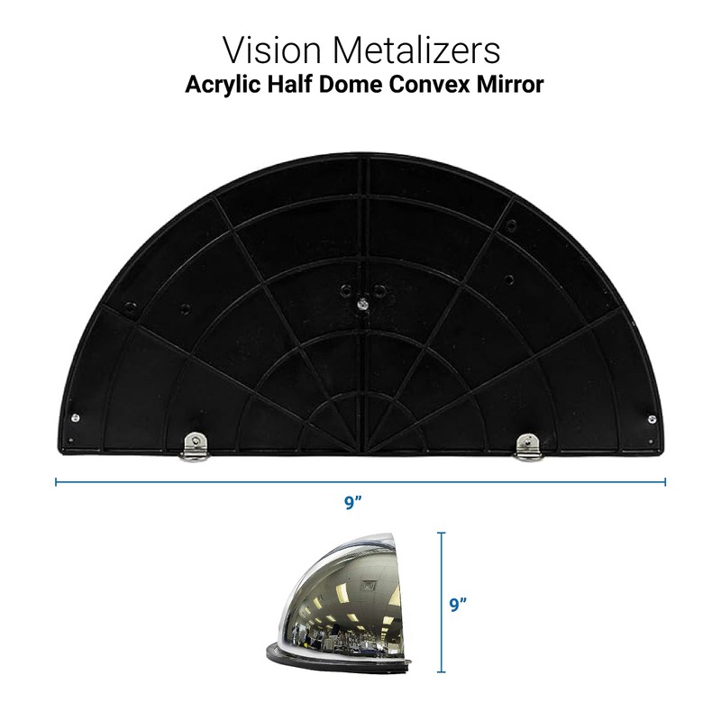 Vision Metalizers 18” Acrylic Bubble Half Dome Mirror with Black