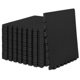 ProsourceFit Extra Thick Puzzle Exercise Mat , EVA Foam Interlocking Tiles for Protective, Cushioned Workout Flooring for Home and Gym Equipment, Black - 1 inch - 72 Sq Ft - 18 Tiles