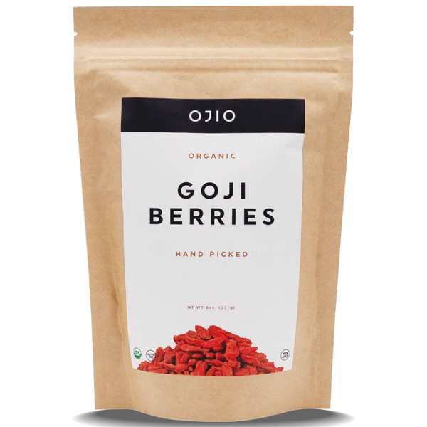 OJIO Wildcrafted Organic Goji Berries | Juicy Sweet | Rich in Antioxidants to Support Healthy Skin & Energy | Raw | All-Natural | Vegan | Non-GMO | Kosher – 8oz