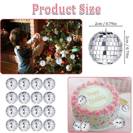 Pack of 12 Mini Disco Ball Decoration, Disco Ball Small, Shiny Disco Ball Decoration for Christmas Tree, Wedding, Birthday Party Decoration, Light Effect, Perfect Small Disco Ball for Your Party