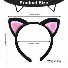 2 Pack Cat Ears Headband Plush Animal Ear Hair Hoops Cosplay Hair Accessories for Women Party Costume Props (Random Color)