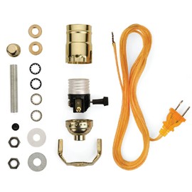 I Like That Lamp DIY Lamp Wiring Kit, Glossy Brass Socket & 12FT Gold Cord (1 Pack), For Making & Fixing Table or Floor Lamps, Repair & Rewire Antique Lighting Fixtures, Complete Hardware Set