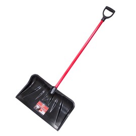 Bully Tools Snow Shovel with Fiberglass D-Grip – Heavy Duty Wide Scoop and Push Shovel for Driveway, High Strength Steel Tool for Snow Removal with Sharp Edge, Sturdy Ergonomic D-Shape Handle - 22inch