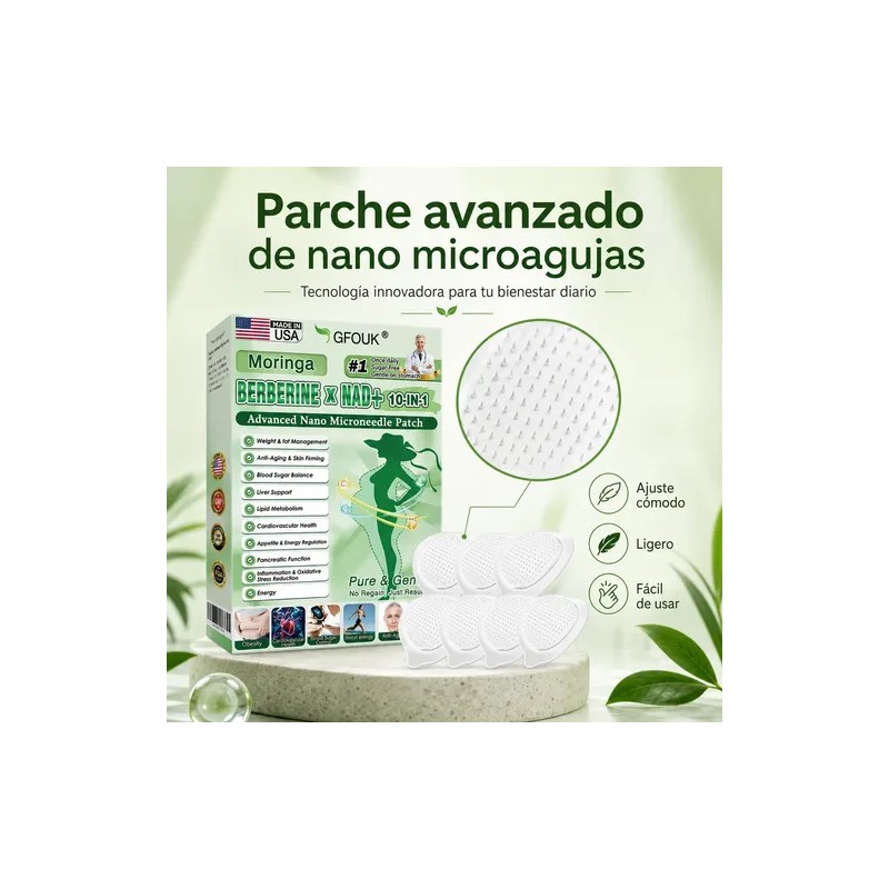 Parche Avanzado Con Nanoagujas Moringa Berberine 10 En 1