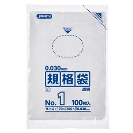 Japax K-01 Transparent Plastic Bags, Height 3.9 x Width 2.4 x Thickness 0.0012 inches (10 x 6 x 0.03 mm), 100 Standard Bags No.1