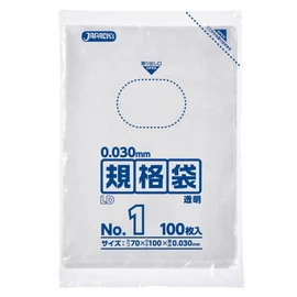 Japax K-01 Transparent Plastic Bags, Height 3.9 x Width 2.4 x Thickness 0.0012 inches (10 x 6 x 0.03 mm), 100 Standard Bags No.1