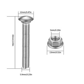 21 Pcs M6 Carriage Bolts, M6x40mm Coach Screws, Cup Square Carriage Bolts and Nuts and Washers, Carriage Screws, Round Head Coach Bolts Screws, with Flange Nuts