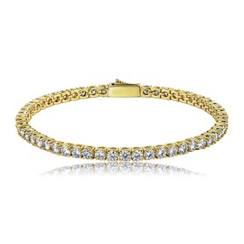 TOPGRILLZ Tennis Bracelet for Women 1 Row 3-6 mm 14K Gold Plated Iced Out Cubic Zirconia Gold Classic Tennis Bracelet for Men Minimalistic Jewelry(4mm-14K Gold Plated, 7)