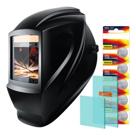 TRQWH Welding Helmet Auto Darkening Large Viewing True Color Solar Powered Welding Mask with 4 Arc Sensor Adjustable Wide Shade Range 4~5-8/9-13 Welder Mask with Grinding (TRQ-LS02)