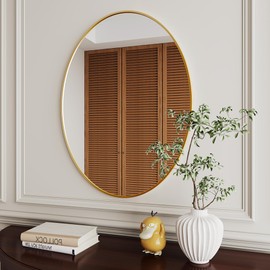 AUYHM Oval Mirrors,Oval Bathroom Mirrors,24x32 Gold Oval Mirror,espejos decorativos de pared,Bathroom Mirrors for Over Sink(Gold)