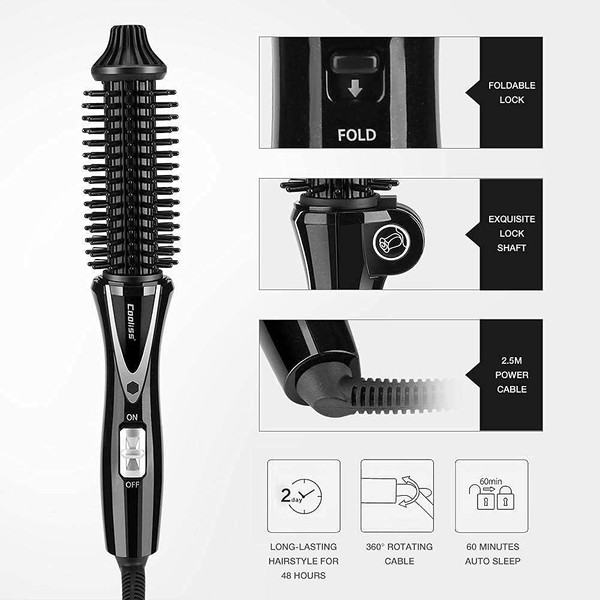 Curlers, Foldable Mini Hair Curlers Curling Irons Waves Hair Ceramic Anti-scald Negative Ion Curler with Seamless Comb Design, Lasting Hairstyle for 48 Hours, 100-240 V (1#)