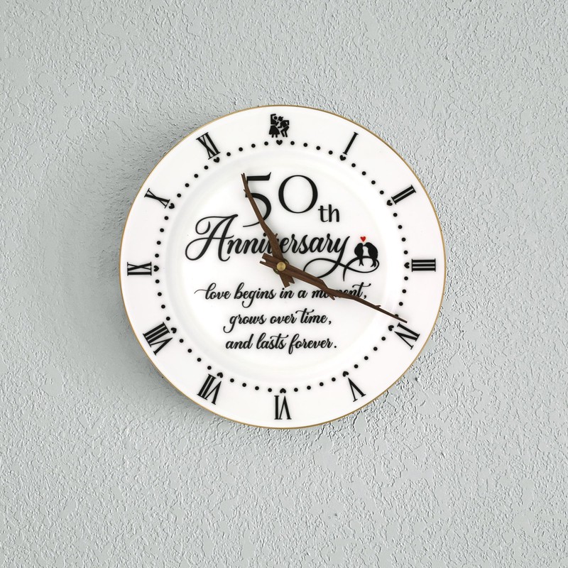 Treble Bee 50th Anniversary Ceramic Clock, Elegant Clock Gifts for