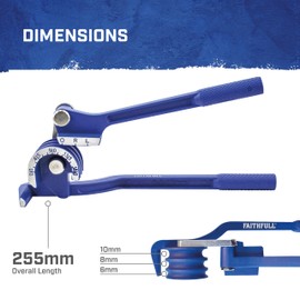 Faithfull Mini Pipe Bender – Manual Copper Pipe Bender for 6mm, 8mm & 10mm Pipes, Handheld Tube Bending Tool for Plumbing & Heating Tasks