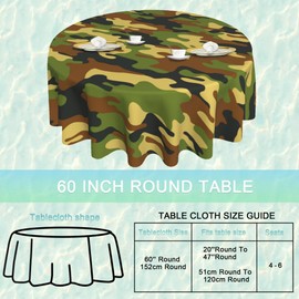 UIUPRO Green Camo 60 inch Round Tablecloth,Abstract Military Camouflage Circle Table Cover Stain Resistance Water Repellent Wrinkle-Free Table Cloth for Home Kitchen Dining Party Patio Indoor Outdoor
