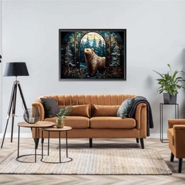 LOMSIOY DIY 5D Diamond Art Kits for Adults, Animal Diamond Painting Kits for Beginner, Bear Diamond Art with Round Full Drill Rhinestone Crafts Gem Arts for Home Wall Decor 12 * 16 inch