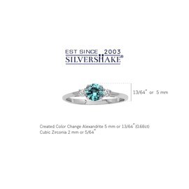 Silvershake Petite Created Color Change Alexandrite and White Cubic Zirconia 925 Sterling Silver Promise Ring Size 8.5