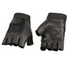 Insane Bikers Mens Leather and Mesh Black Fingerless Glove with