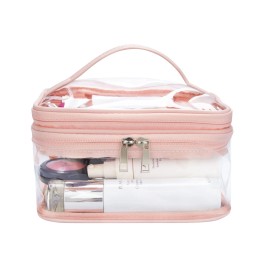 Haoguagua Double Layer Clear Cosmetic Bag Makeup Bag, Waterproof Travel Toiletry Bag, T...