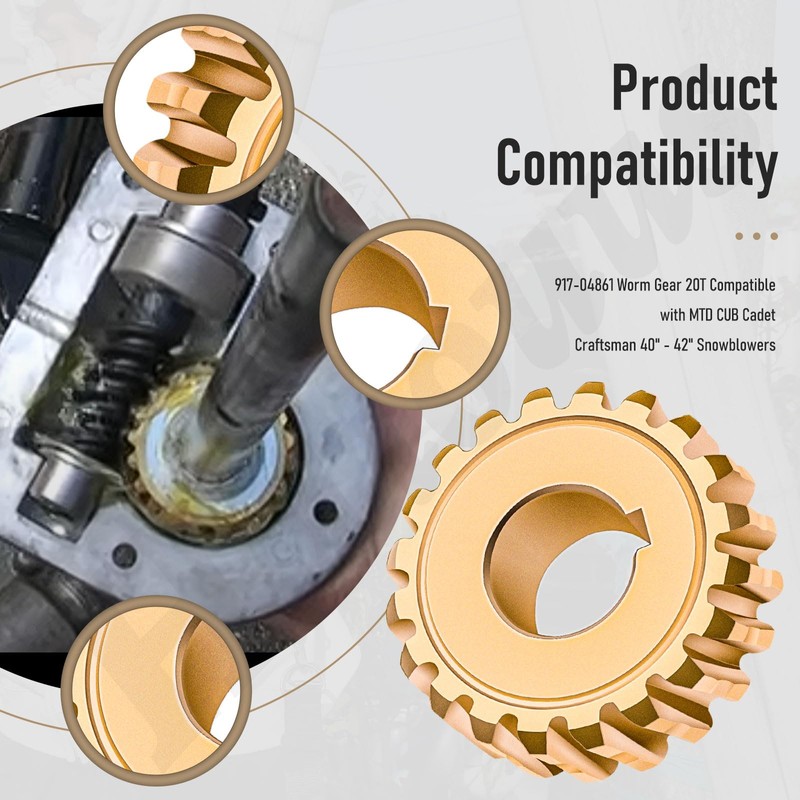 Worm Gear 20T 917-04861 Compatible with MTD Cub Cadet Craftsman