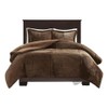Pemberly Row Plush Down Alternative Comforter Set in Brown Full/Queen