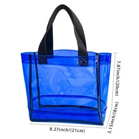 TotePrint Clear 1Packs Small Tote Work Bag,Gift Wrap Handbag for Bridal and Birthday Party,Travel Makeup Pouch with Handle (1pcs-blue)