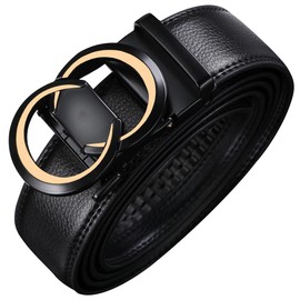 Civantiya Ratchet Belt for Men, Mens Belt Leather Designer 1 3/8" for Casual Jeans, Black Fashion Belts