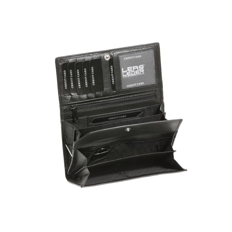 Ladies Wallet DOLPHIN, Genuine Leather, black - ''LEAS Ladies-Collection''