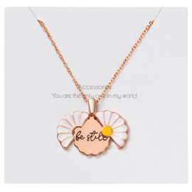 PANTIDE Christian Daisy Locket Necklace for Women - Be Still Engraved Faith Religious Necklace Inspirational Stainless Steel Jewelry Birthday Gift (Rose Gold)