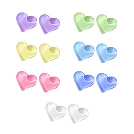 AMOR SPES 7 Pairs 3D Color Heart Silver Stud Earrings for Women Sister Best Friends One Week Wear