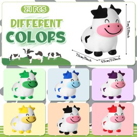 Wettarn 12 Pcs Cows Party Favors Cows Stress Toy Mini Fidget Toy Bulk Cute Farm Animal Party Favors Supplies for Bathtub Beach Pool Mental Stimulation
