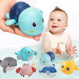 WADY Juguetes de Baño para Niños, 6 Piezas Juguetitos Flotantes de Bañera para Niños, Juguetes de Baño con Mejora Coordinlo-Manual, Libre de BPA, Jugu