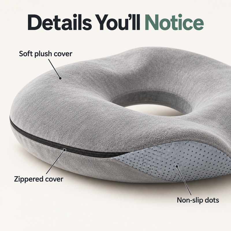 Donut Seat Cushion – Memory Foam Donut Pillow for Tailbone