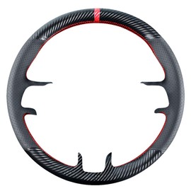 Kivnto Funda de volante para Ford Mustang 2015 2016 2017 2018 2019 2020 2021 15 pulgadas de piel negra accesorios interiores de fibra de carbono