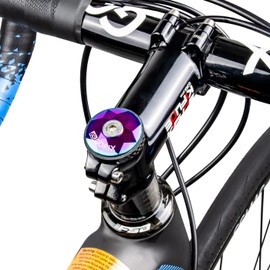 GORIX (GX-STEMCAP) Stem Cap, Bicycle Head Cap, Road Bike, Top Cap, Oil Slick, Stylish, Lightweight, Road Stem Cap, Cross Bike, mtb, Mini Velo Road, Customized, Head Cap Replacement (Oil Slick)