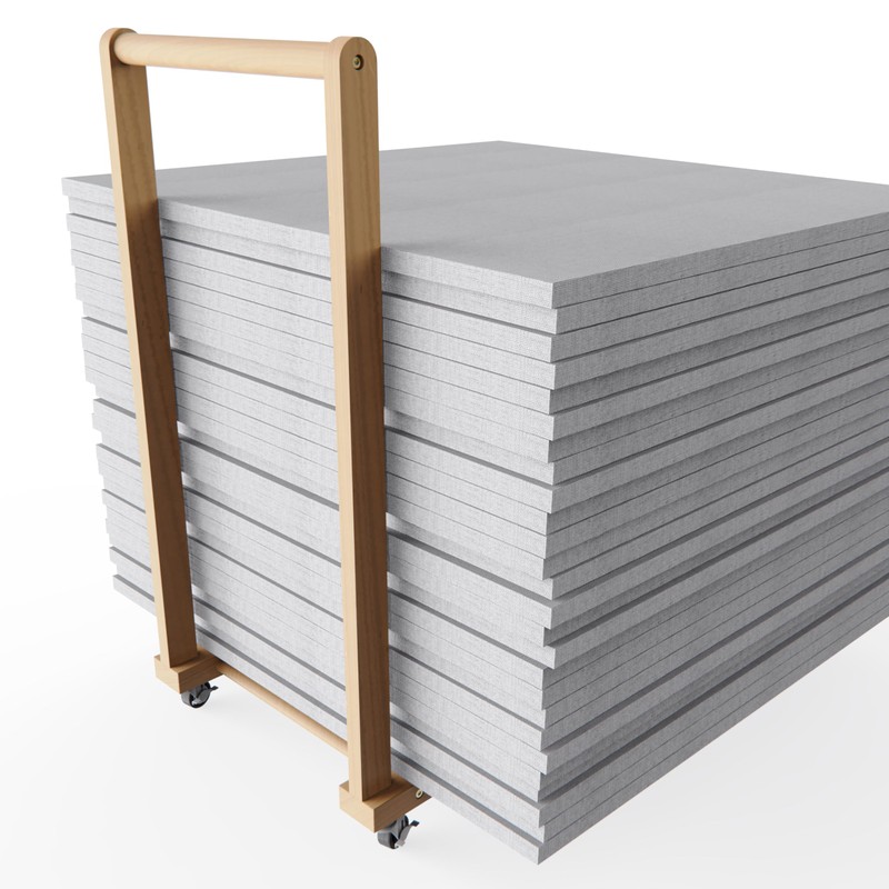 UNZERO Movable Canvas Panel Storage Rack, Wooden Art Organizer Stand